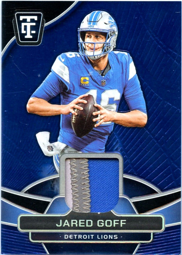 Product Jared Goff 2024 Panini Totally Certified Blue Jersey Patch SP 9/75 Link