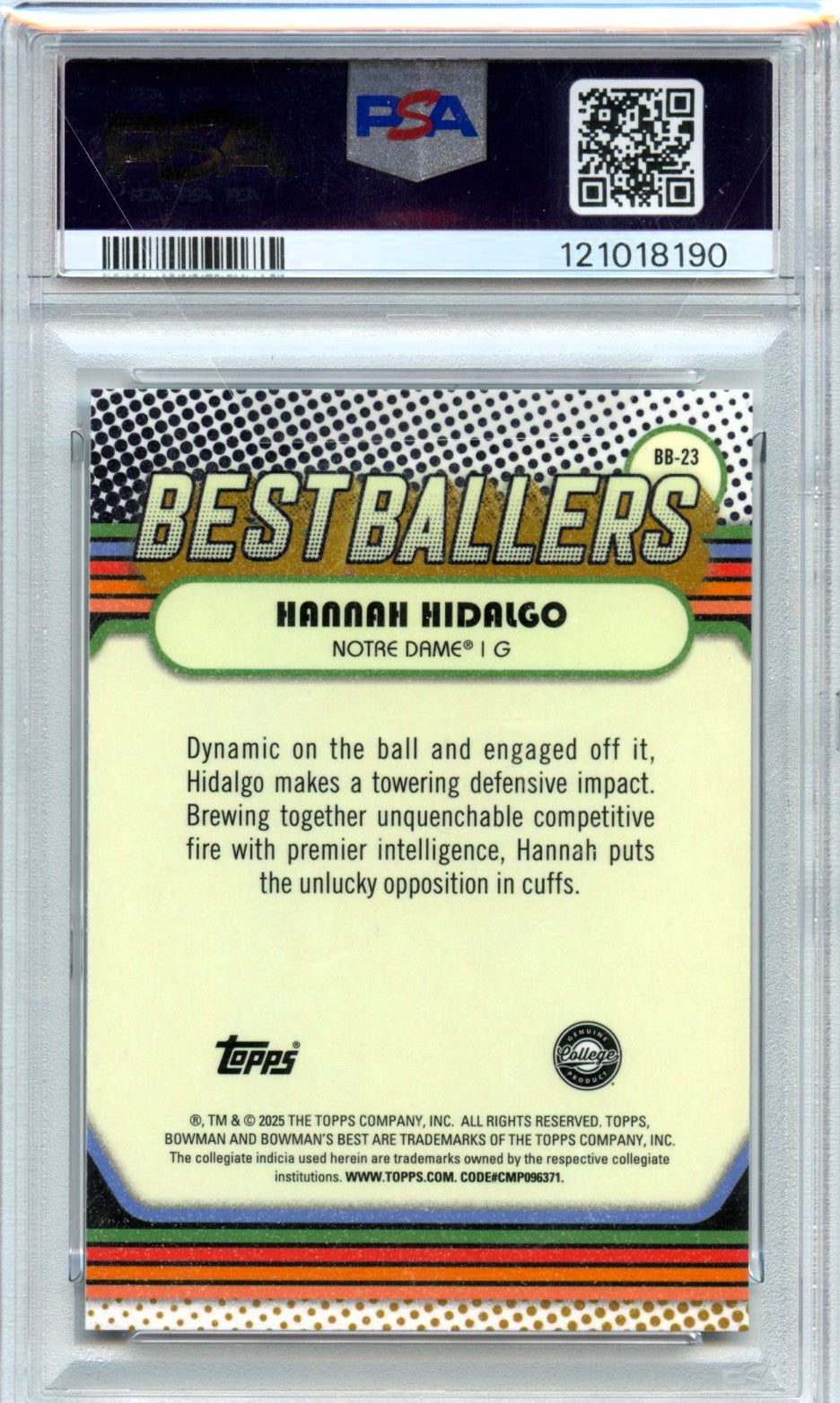 Hannah Hidalgo RC 2024 Bowman U Best Shimmer Best Ballers Rookie PSA 10