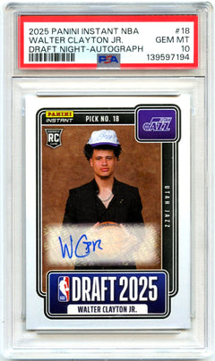 Walter Clayton RC 2025 Panini Instant NBA Draft Night Rookie Auto PSA 10-1