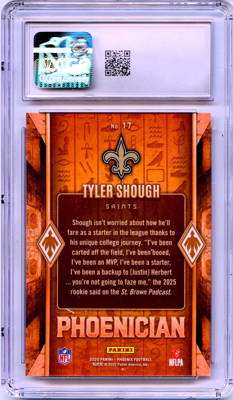 Tyler Shough RC 2025 Panini Phoenix Phoenician Rookie SSP #17 CGC 10-2