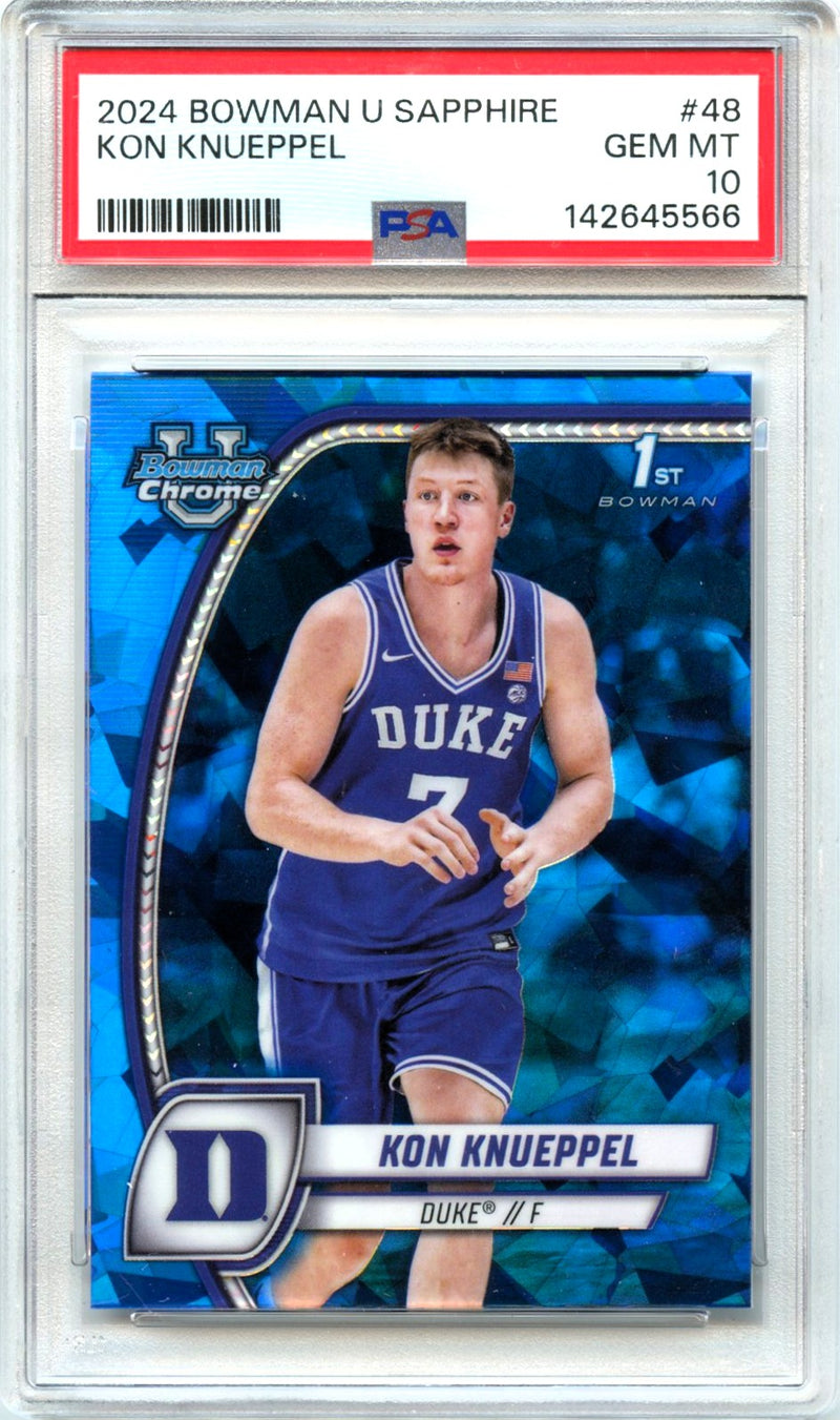 Kon Knueppel RC 2024-25 Bowman U Chrome Sapphire Rookie #48 PSA 10-1