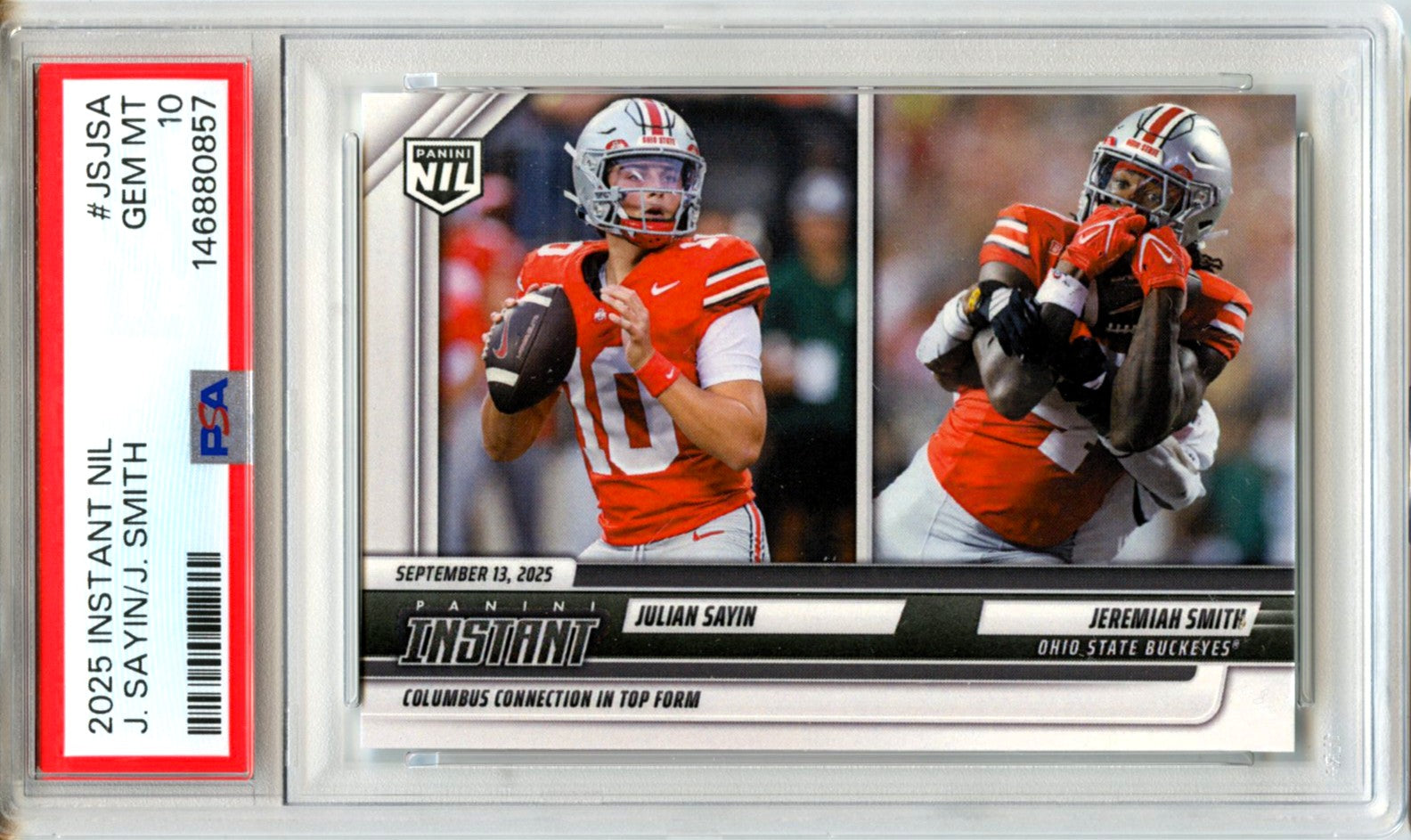Julian Sayin Jeremiah Smith 2025 Panini Instant NIL Rookie PSA 10