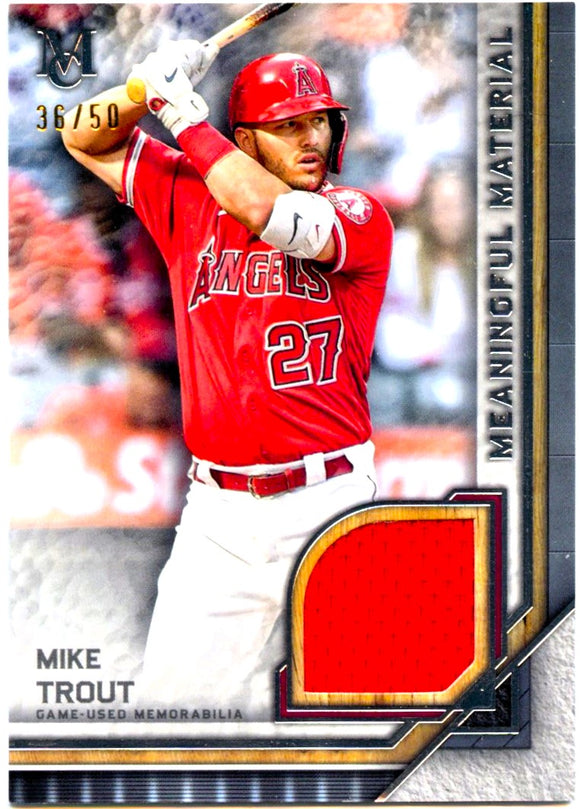Mike Trout 2023 Museum Collection Meaningful Materials Game Used Patch SP 36/50