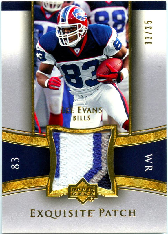 Lee Evans 2005 Upper Deck Exquisite Gold Game Used Jersey Patch SP 33/35