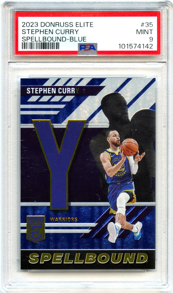 Product Stephen Curry 2023-24 Donruss Elite Blue Spellbound SP 36/99 PSA 9 Link
