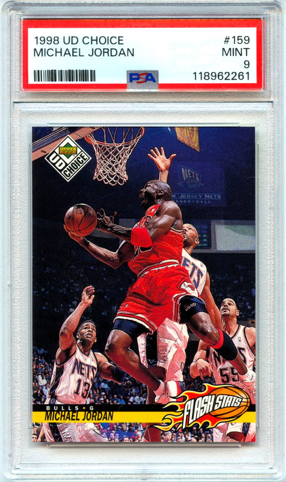 Product Michael Jordan 1998-99 Upper Deck Choice Flash Stats #159 PSA 9 Link