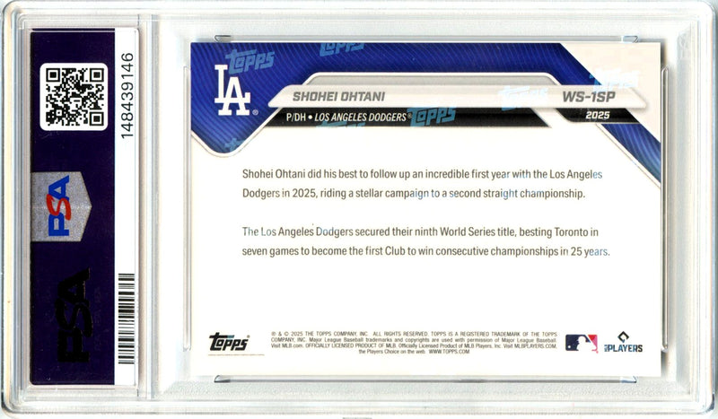 Shohei Ohtani 2025 Topps Now World Series Champions SP Variation PSA 9-2