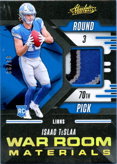 Isaac Teslaa RC 2025 Panini Absolute War Room Materials Rookie Patch SP 82/99-1