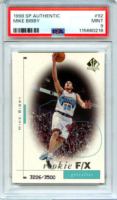 Mike Bibby 1998-99 UD Sp Authentic Rookie F/X SP 3226/3500 PSA 9-1