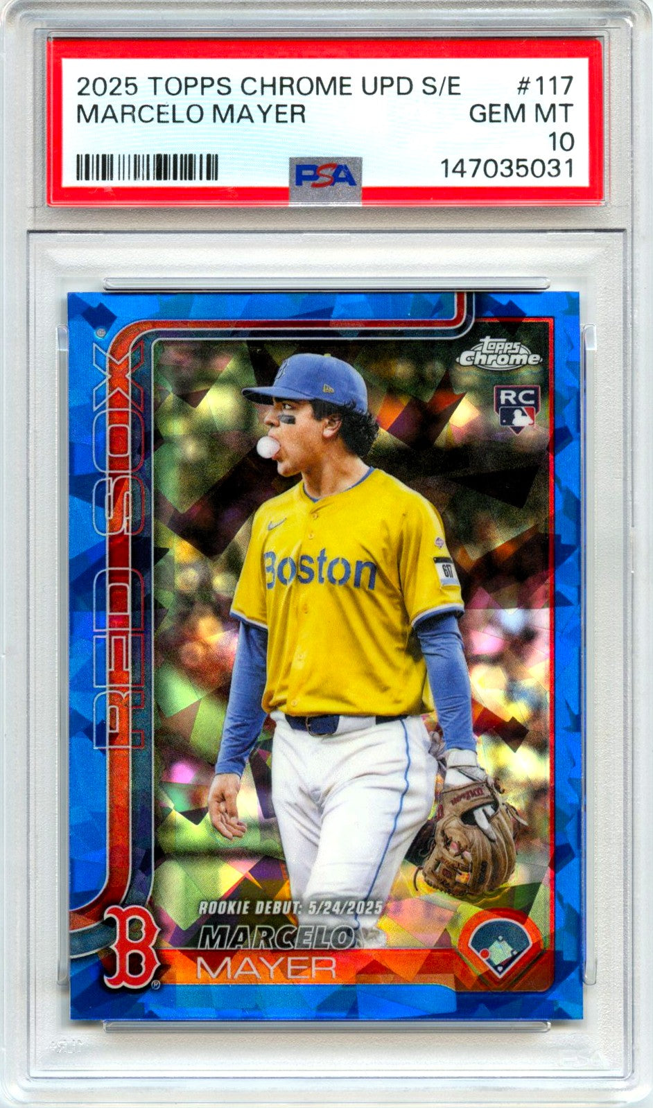 Marcelo Mayer RC 2025 Topps Chrome Sapphire Update Rookie #117 PSA 10-1