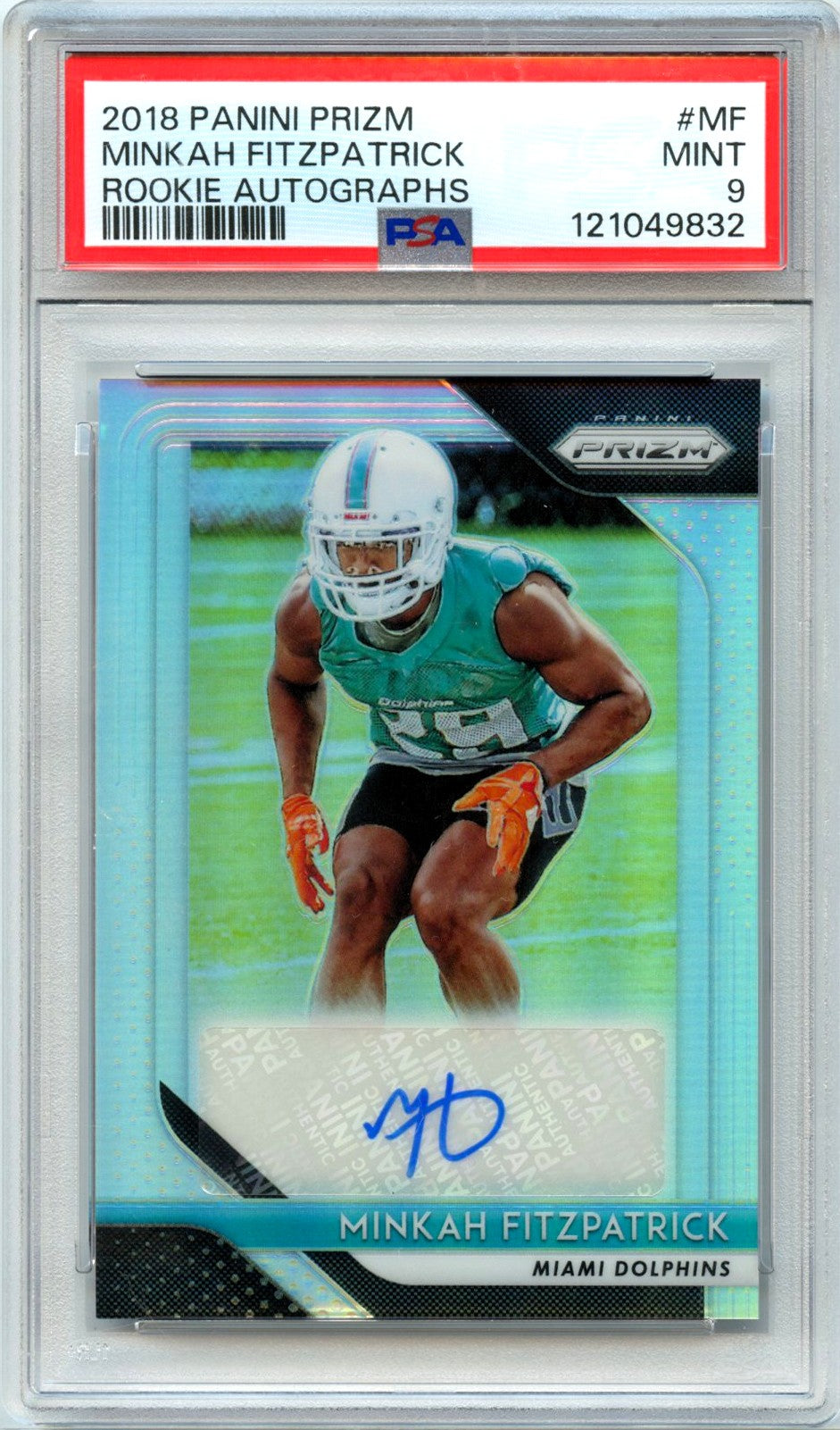 Minkah Fitzpatrick RC 2018 Panini Prizm Silver Rookie Auto PSA 9