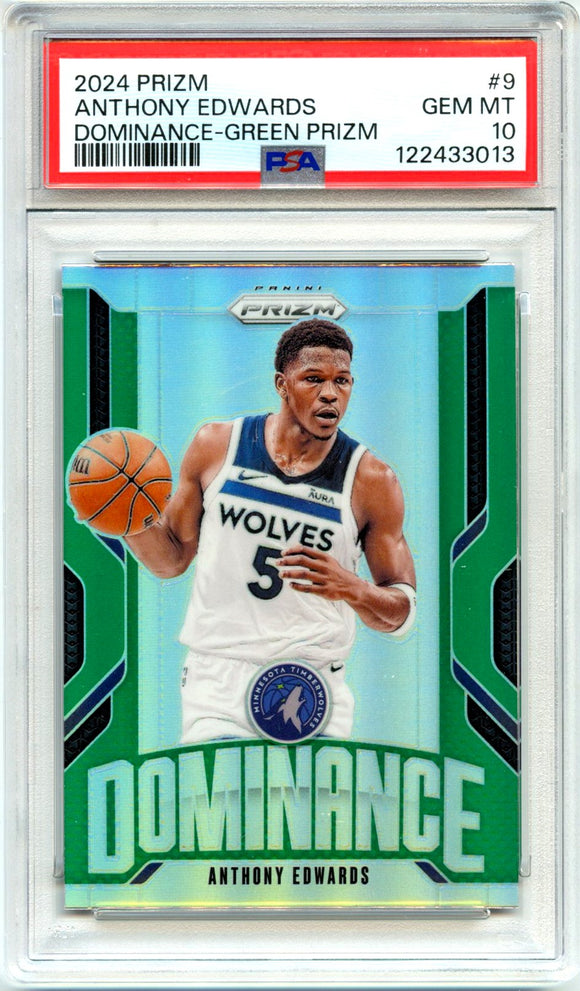 Product Anthony Edwards 2024-25 Panini Prizm Green Dominance #9 PSA 10 Link
