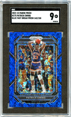 Patrick Ewing 2022-23 Panini Prizm Blue Fast Break Disco SP 143/150 SGC 9-1