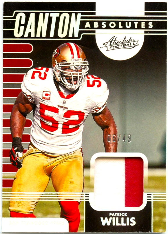 Patrick Willis 2023 Absolute Silver Canton Absolutes Patch SP 6/49