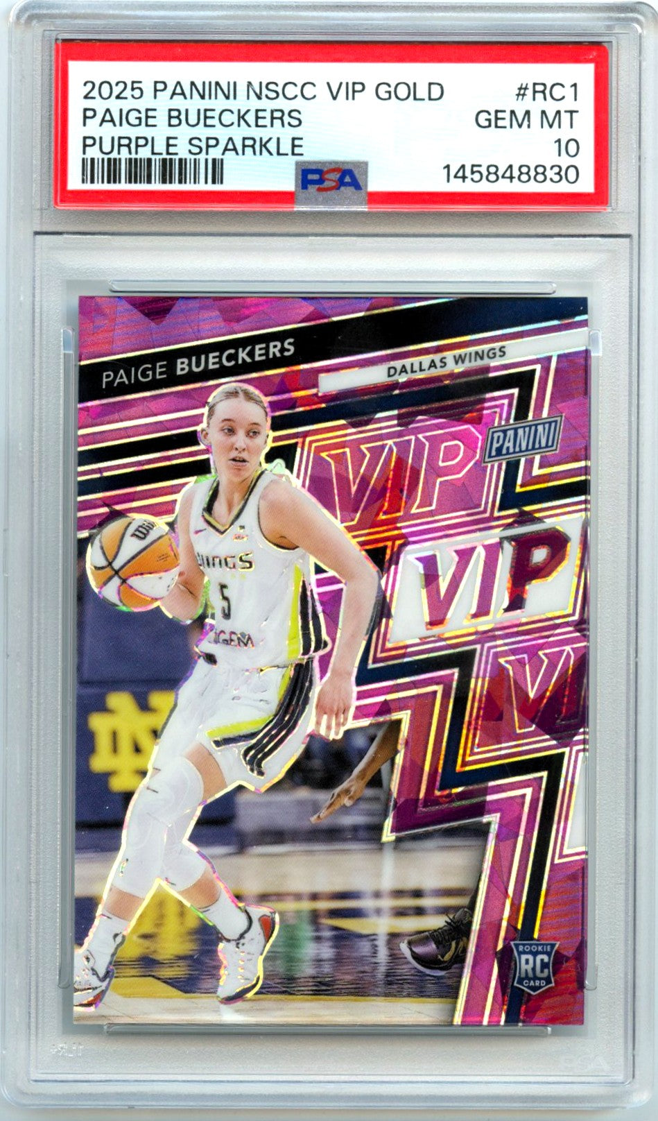 Paige Bueckers RC 2025 Panini National Gold Pack Purple Ice Rookie SP 43/50 PSA 10