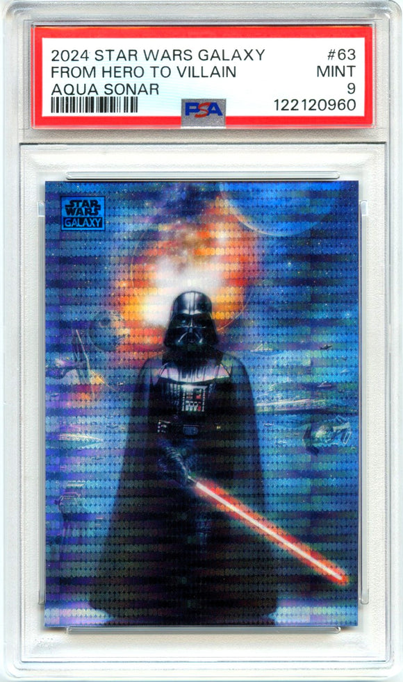 Product Darth Vader 2024 Topps Star Wars Galaxy Aqua Sonar Refractor From Hero To Villain SP 100/199 PSA 9 Link