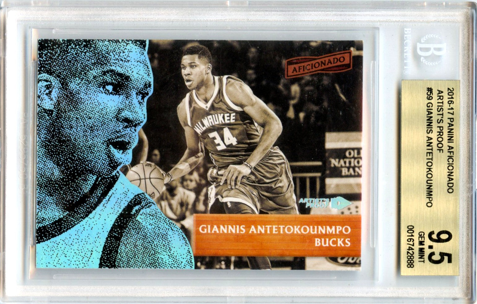 Giannis Antetokounmpo 2016-17 Panini Aficionado Artist's Proof #59 BGS 9.5-1