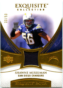 Shawne Merriman 2007 Upper Deck Exquisite Gold Game Used Patch SP 33/50