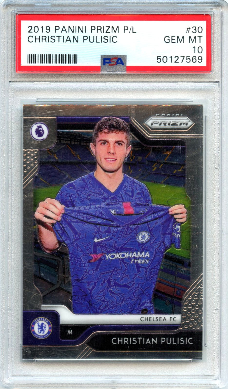 Christian Pulisic 2019-20 Panini Prizm Premier League #30 PSA 10-1