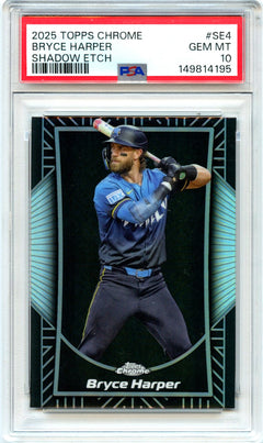 Bryce Harper 2025 Topps Chrome Shadow Etch SSP PSA 10-1