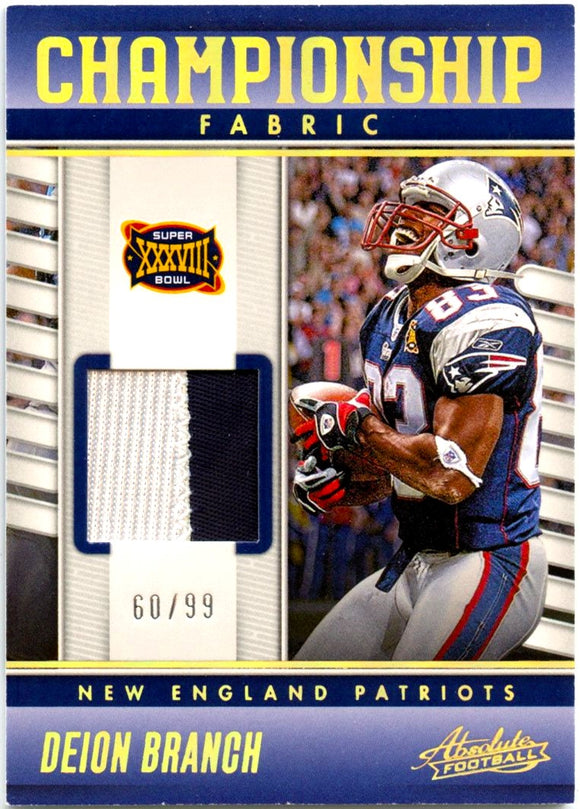Deion Branch 2023 Panini Absolute Championship Fabric Patch SP 60/99