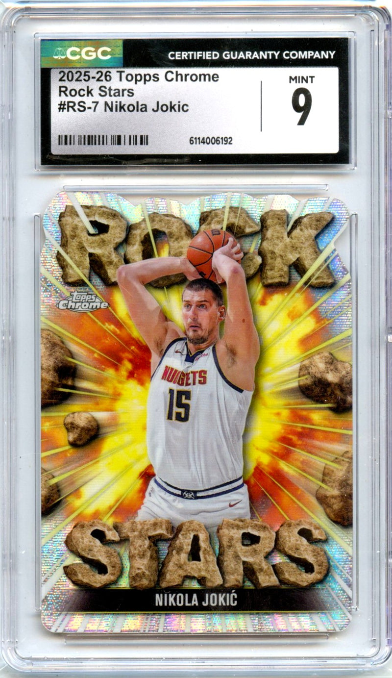 Nikola Jokic 205-26 Topps Chrome Rock Stars Die Cut CGC 9-1