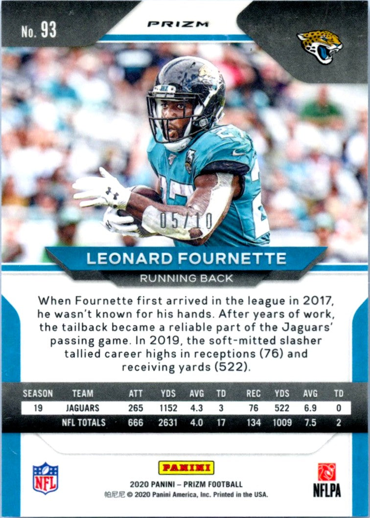 Leonard Fournette 2020 Panini Prizm True Gold SP 5/10-2