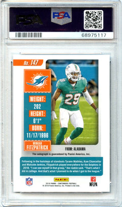 Minkah Fitzpatrick RC 2018 Panini Contenders Playoff Ticket Rookie Auto SP 48/99 PSA 10-2