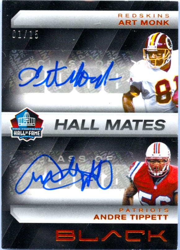 Product Art Monk Andre Tippet 2025 Panini Black Orange Hall Mates Dual Auto SP 1/15 Link