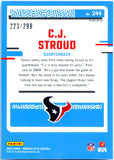 Cj Stroud RC 2023 Donruss Optic Aqua Prizm Rated Rookie SP 223/299