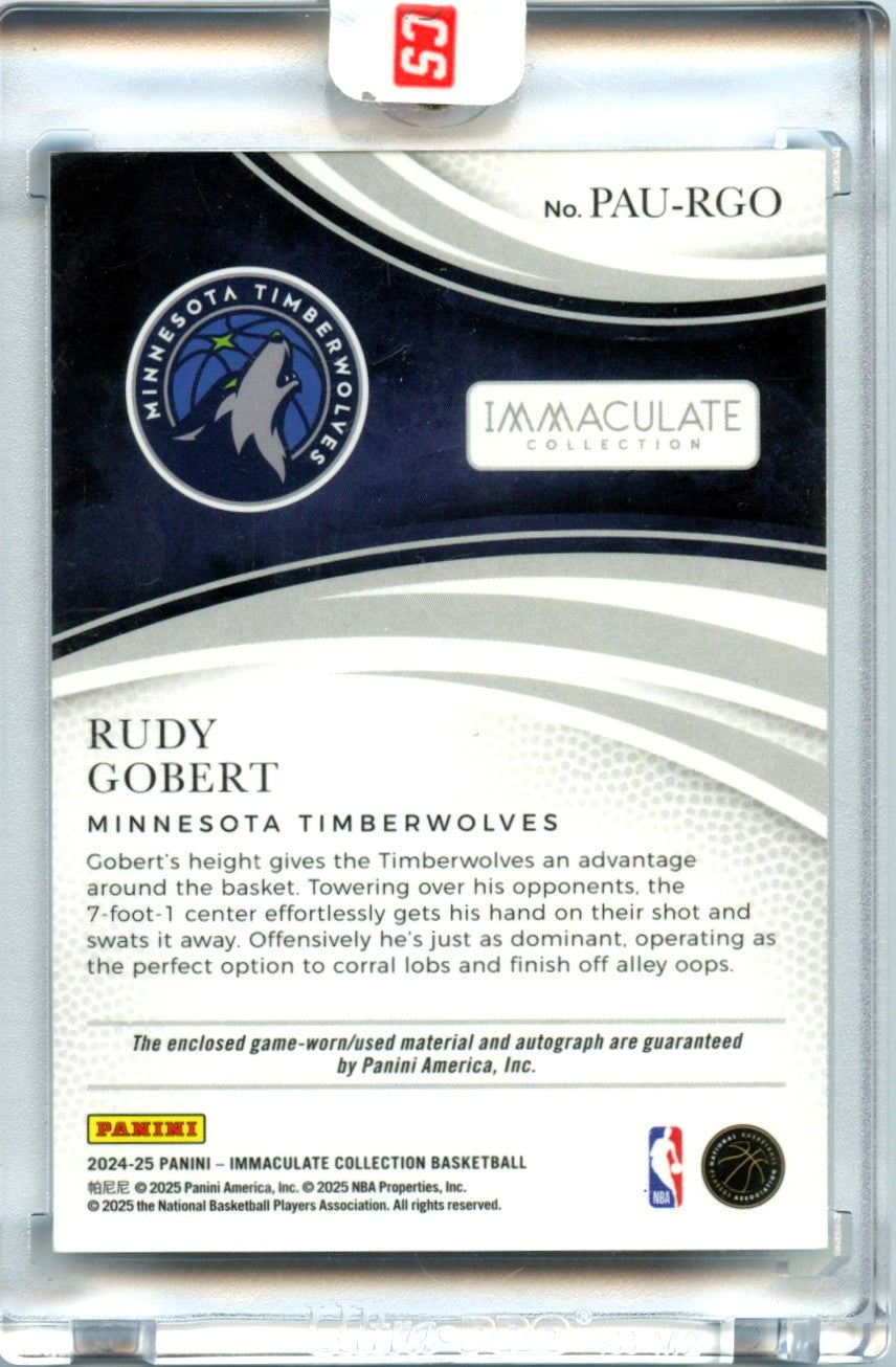 Rudy Gobert 2024-25 Immaculate Purple Game Used Patch Auto SP 2/8-2