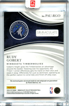 Rudy Gobert 2024-25 Immaculate Purple Game Used Patch Auto SP 2/8-2