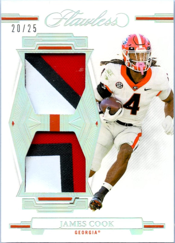 Product James Cook RC 2022 Flawless Collegiate Holo Silver Dual Rookie Patch SP 20/25 Link