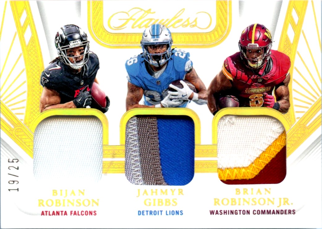 Bijan Robinson Jahmyr Gibbs Brian Robinson 2024 Flawless Gold Triple Patch SP 19/25