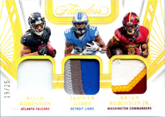 Bijan Robinson Jahmyr Gibbs Brian Robinson 2024 Flawless Gold Triple Patch SP 19/25-1