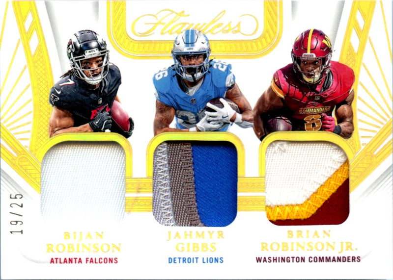 Bijan Robinson Jahmyr Gibbs Brian Robinson 2024 Flawless Gold Triple Patch SP 19/25-1