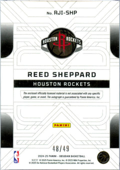 Reed Sheppard RC 2024-25 Panini Obsidian Pink Rookie Patch Auto SP 48/49-2