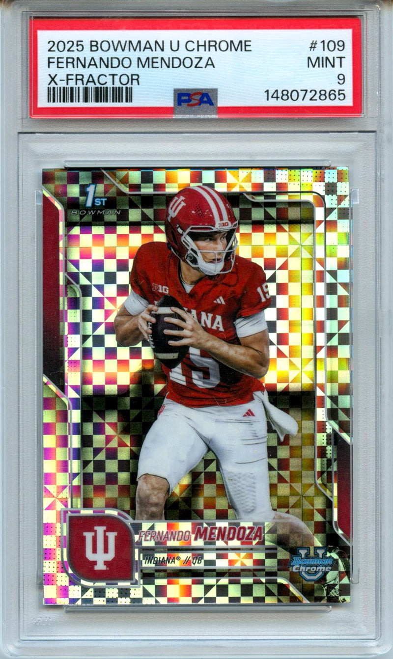 Fernando Mendoza RC 2025 Bowman U Chrome Xfractor Rookie #109 PSA 9-1