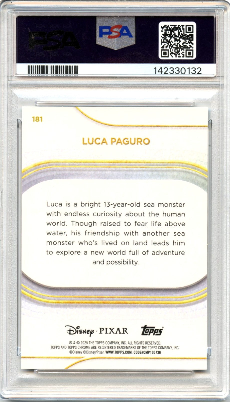 Luca Paguro 2025 Topps Chrome Disney Refractor #181 PSA 10-2