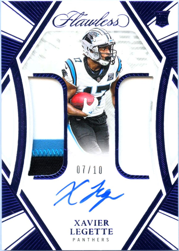 Product Xavier Legette RC 2024 Flawless Blue Rookie Dual Patch Auto SP 7/10 Link