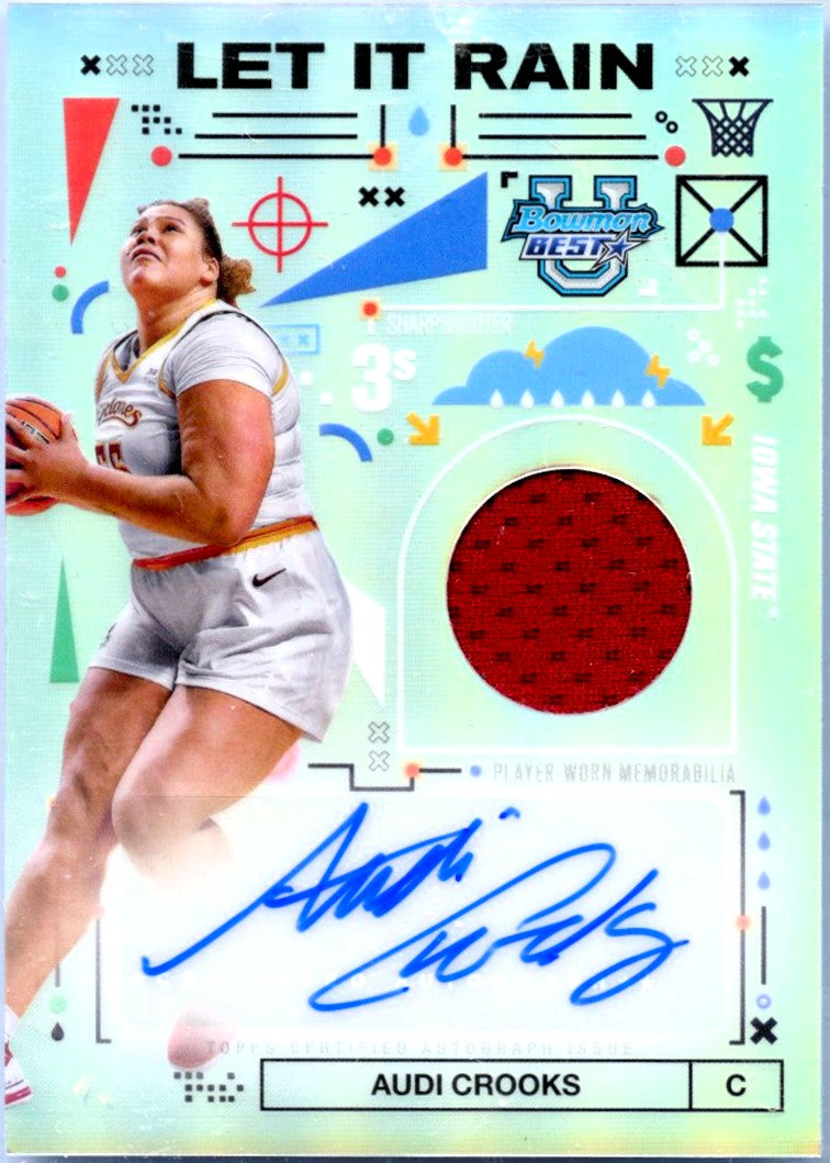 Audi Crooks RC 2024 Bowman U Best Let It Rain Rookie Jersey Patch Auto-1