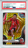 Ace Bailey RC 2024 Bowman University Best Gold Geometric Rookie SP 18/50 PSA 10