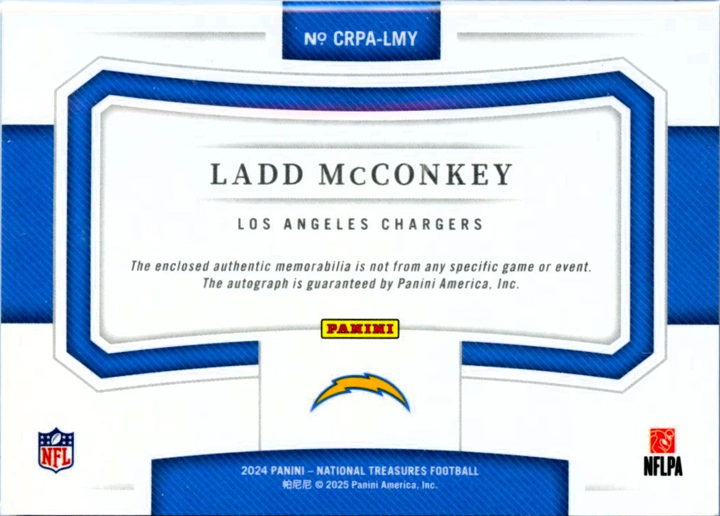 Ladd Mcconkey RC 2024 National Treasures Crossover Rookie Patch Auto SP 3/99-2