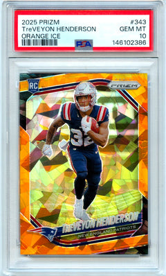 Treveyon Henderson RC 2025 Panini Prizm Orange Ice Rookie #343 PSA 10-1