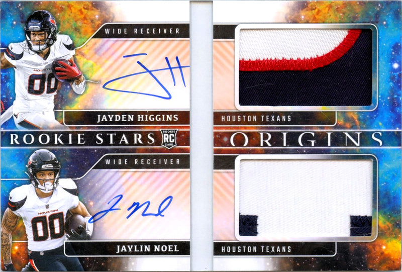 Jayden Higgins Jaylin Noel 2025 Panini Origins Booklet Rookie Stars Dual Patch Auto SP 46/49-1