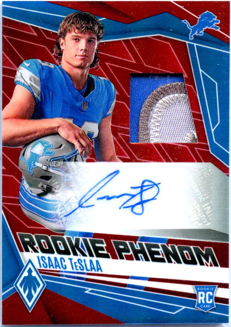 Isaac Teslaa RC 2025 Panini Phoenix Red Rookie Phenom Patch Auto SP 5/99