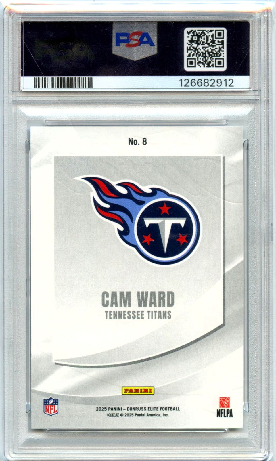 Cam Ward RC 2025 Donruss Elite Blue Elitist Rookie SP 9/75 PSA 10-2