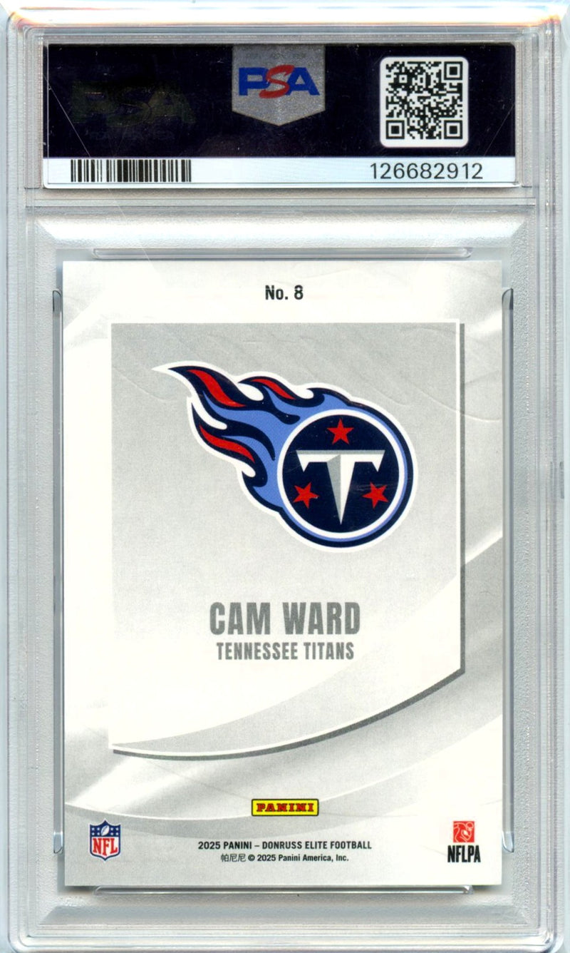 Cam Ward RC 2025 Donruss Elite Blue Elitist Rookie SP 9/75 PSA 10-2