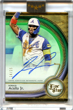 Ronald Acuna Jr 2024 Topps Five Star Green Auto SP 14/15-1