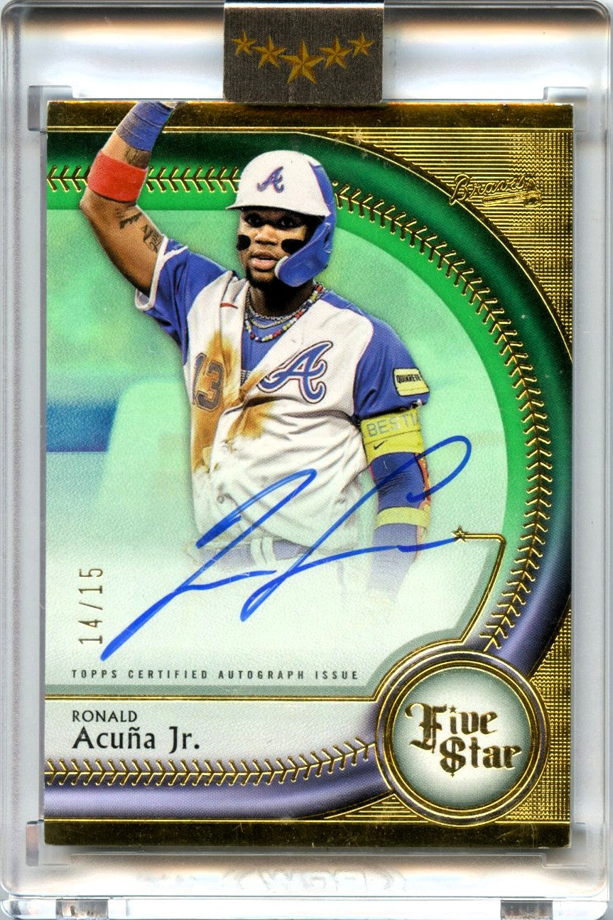 Ronald Acuna Jr 2024 Topps Five Star Green Auto SP 14/15